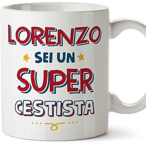 MUGFFINS Tazas Personalizadas para JUGADOR DE BALONCESTO hombre - En Italiano - Sei Super - 11 oz / 330 ml - Regalo Personalizable original y divertido
