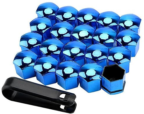 21mm Mutternabdeckungen,20 Stück Radschraubenkappen Mit Entfernung Werkzeug Sechskant-Reifen Muttern-abdeckungen Radmutterkappen Radbolzen Kappen Rad Mutter Cap Radbolzen Schutz Cover-Blau #2