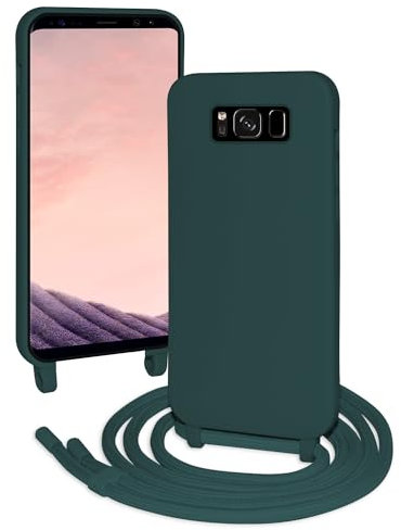 FERLAN Silikon Handykette für Samsung Galaxy S8 Hülle mit Band,Stylische Verstellbarer Halskette Handyhülle,Necklace (abnehmbar) Hülle mit Band,Handyhülle für zum Umhängen,Dunkelgrün