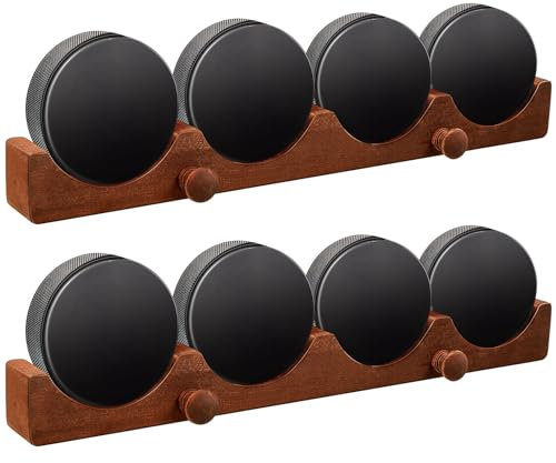 Beeveer Hockey-Puck-Vitrinenhalter für 4 Pucks, Holz-Wandregal mit Haken für Hockeyspieler, Trainerteam, Großvater, Holzgeschenk für Vater, 2 Stück