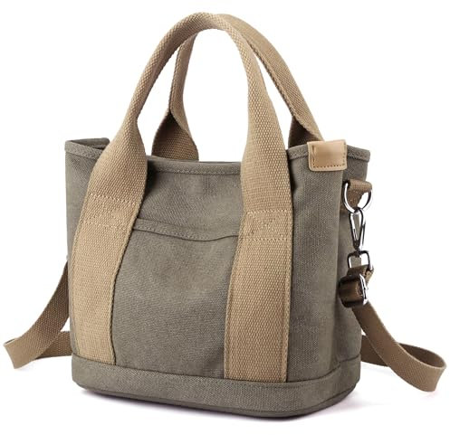 Halemet Kleine Tragetasche mit Reißverschluss für Damen, Canvas, Umhängetasche, Umhängetasche, Hobo-Tasche, Kuriertasche 2023, Z06 Denim Army Green, Large