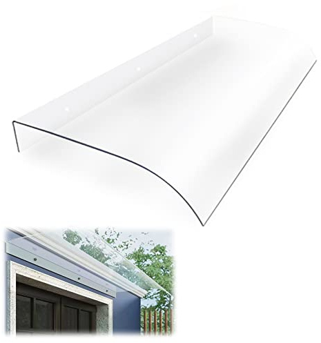 Türüberdachung aus Polycarbonat, selbstreinigende Vordach-Markise, Außenmarkise, Terrassen-Veranda-Markise, gedämpftes Dach-Regenschutzdach, UV-Regen-Schnee-Schutz-Unterstand, mehrere Größen ()