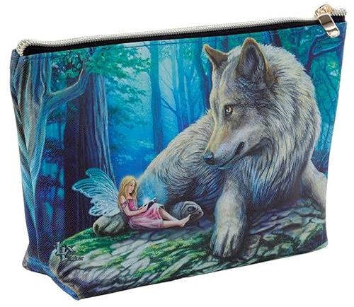 Fee Elfe Wald weißer Wolf Gothic PVC Kulturbeutel Kulturtasche Kosmetiktasche Waschbeutel Make Up Tasche