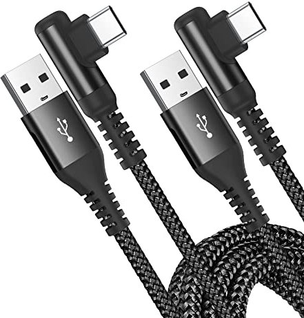 2Pack 1M USB C Charger Cables Right Angle, Super Fast Charging Type C Phone 90 Degree Wire for iPhone 15 Plus Pro Max, Samsung Galaxy S23/S22/S21/S20 A54/A53/A34/A14/A12