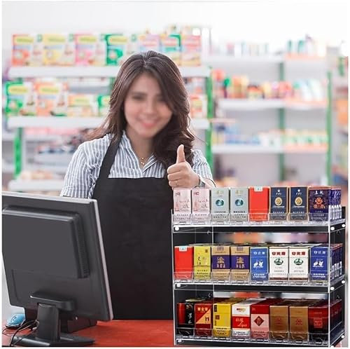 Convenience Store Zigarettenspitzen, Acryl Einzelhandel Thekenaufsatz Vitrine Für Süßigkeiten, Snacks, Werkzeuge Lagerung, Auto-Pusher-Design, Wandmontiert Vitrine (49x15x37cm)