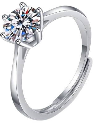 Homxi Anillos Plata de Ley Mujer 925,Anillo de Boda 6 Garras Solitario con Circonita 6.5MM Anillos de Compromiso Mujer de Plata Tamaño 20(60mm)
