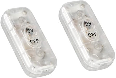 Helunsi Inline Switch 2 Pcs, Clear Lamp Cord Button Torpedo Switch, Rated 6A 250V ON OFF Electrical Wire Appliance Rocker Switches, Repair Replacement Control Power Cable Plug Desk Table Light Parts
