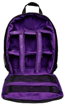 BRAVECOW Camera Backpack Camera Bag Dslr Backpack Waterproof Shockproof Camping Bag Small Travel Rucksack Nylon Bag Photographer Accessories for Sony Canon(Purple)