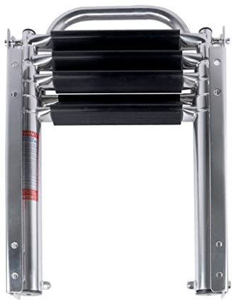 DSeenLeap Boat Accessories Marine 4 Step Under Platform Boat Ladder Stainless Steel Boarding Telescoping Ladder with The Handle