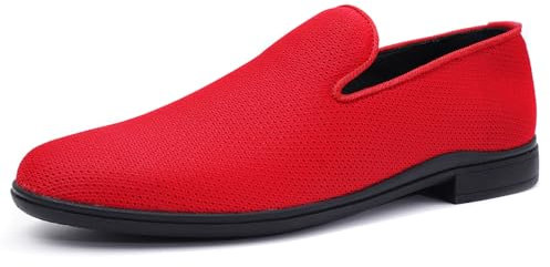 GSOHINO Herren-Slipper, Slip-on, Anzugschuhe, Netzstoff, lässig, Oxford-Schuhe, klassisch, Business-Smoking-Schuhe, modisch, leicht und atmungsaktiv, Rot/Ausflug, einfarbig (Getaway Solids), 40 EU