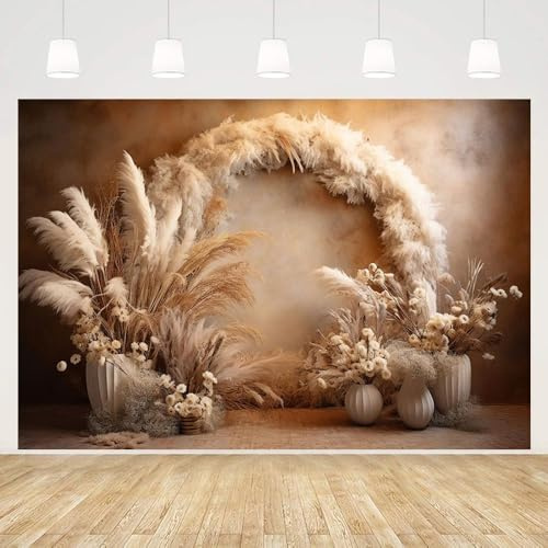 MEHOFOND 8x6ft Boho Photography Backdrop Retro Bohemian Floral Pampas Background Kid Birthday Party Wedding Pregnant Portrait Decor Photo Studio Props