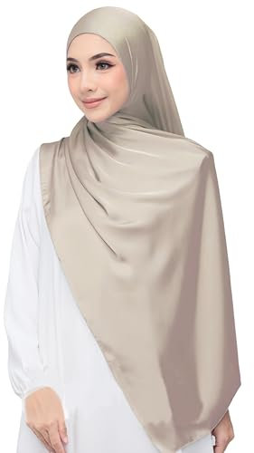 Lina & Lily Luxus-Satin Hijab Kopftuch Schal für Muslimische Frauen Extra Langer (Champagner)