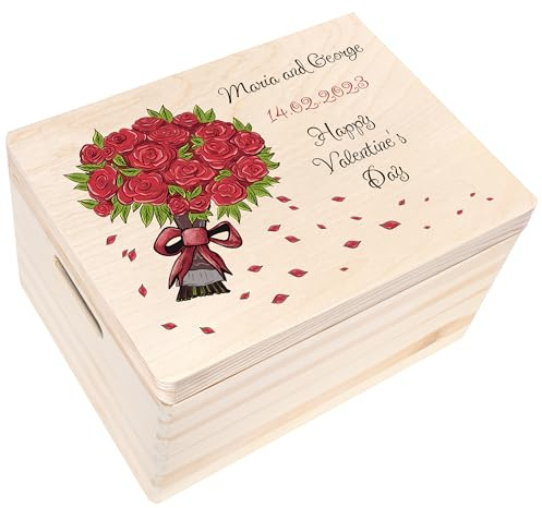 Creative Deco Personalisierte Geschenke Wunschtext Holzkiste | Romantische | Deko | 40 x 30 x 24 cm | Personalisiert Individuelles Geschenk für Frauen, Mädchen und Paar | Mehrere Motive