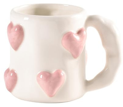 JUMUAO 3D Love Tasse Groß 500ml,Kawaii 3D Tasse Keramik,Geschenk für Freundin,Tee Kaffee Becher,Teetasse Porzellan,Deko Tasse Netter Weihnachten Geschenkbecher für Frauen Männer Kinde (Weiß)