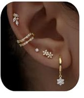 Ohrringe Silber 925 Set für Damen 14K Vergoldet Ohrstecker Zirkonia Stapelbar Hypoallergene Goldene Ohrringe Klein Creolen Ohrringe Mehrere Piercings Ohrlöcher Schmuck