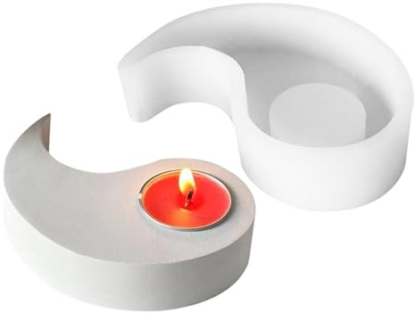 Kerzenhalter-Form, Silikon-Kerzenhalter-Form, Yin-Yang-Silikonform – Kerzenhalter-Form, Bastelherstellung, Formenzubehör – Kerzenhalter-Form, Yin und Yang Bagua & Tai Chi Kerzenhalter-Form, Epoxidharz