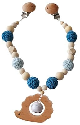 Kinderwagenkette Holz (Blau, Türkis, Igel)