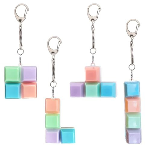 4 PCS Keyboard Fidget Toy Age 3+, Various Shapes Fidget Keyboard, Portable Fidget Keychain, Small Fidget Toys for Office, School, And Home, Fidget Keyring Toy for Adults and Kids to Relief Stress