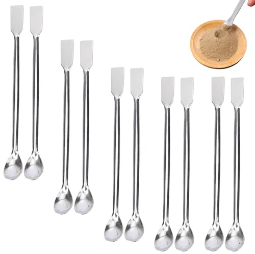 10 Stück Laborspatel,Edelstahl Labor Spatel,Spatel Labor Probenlöffe | Edelstahl Wiederverwendbarer Labor Probenahme Löffel,Mini Mikrolöffel Für Labore,Kliniken,Apotheken,Persönliche Diy-Kosmetik