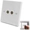 TV Aerial Socket Plate,Double FM Coaxial Satellite Wall Faceplate Outlet Cover White TV Point TV/FM Radio Connections Dual 2 Gang (Double Socket)