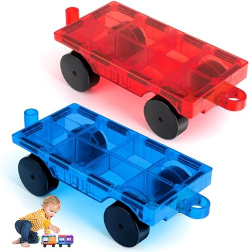 Youghuen Magnetische Bauklötze Expansion Auto, 2 Piece Magnet Bricks Truck Sensory Toys, Magnetic Construction Set für 3 4 5 6 + Jahre alte Jungen Mädchen