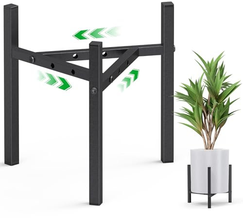 Support Plantes interieur, Réglable Supports de Pots Fleurs, Porte Plantes d'Angle Métal, Présentoir de Plantes, Décor pour Intérieur Extérieur Jardin Maison Balcon(seul support de plantes)-Noir-1Pcs