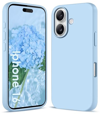 Filoto Liquid Silicone Case for iPhone 16 (6.1 inch) - Ultra Thin Full Body Protective Case, 4-Layer Shockproof Structure, Soft Scratch Resistant Microfiber Lining, Light blue