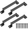 QJKEJI 4 Pcs Black Door Handles, Gate Handles for Wooden Gates, Black Sliding Barn Shed Door Pull Handle Hardware for Sheds Garden Gate Cabinet Doors Grab Handle, with Screws