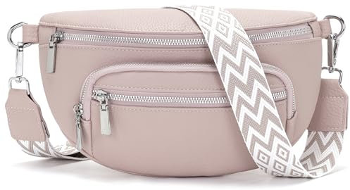 Sasrymnl kleine bauchtasche damen Hellrosa umhängetasche damen klein gürteltasche Veganes Leder brusttasche handtasche crossbody bag