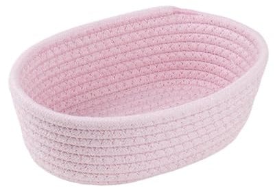 Aufbewahrungskorb Geflochten Baumwollseil, Korb Aufbewahrung Körbchen Wickeltisch Organizer, Stapelbare Speicher Storage Basket für Kinderzimmer Wohnzimmer Bad (Rosa)