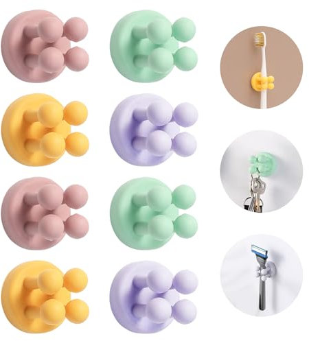 Funny Toothbrush Holder - Portaspazzolino da parete, multifunzione, senza foratura, impermeabile, autoadesivo, per bagno, doccia, 8 pezzi (8)