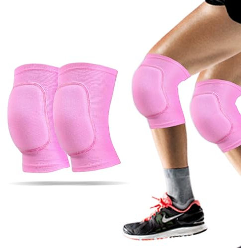WiseJoy Ginocchiere sportive unisex per pallavolo, ginocchiere morbide e elastiche antiscivolo per danza, calcio, pallavolo, pallacanestro, yoga (rosa)
