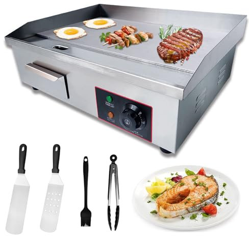 DSeenLeap 3000W Commercial Griddle, 22X14 Electric Countertop Griddle Grill Flat Top Griddle Hot Plate Kitchen Stainless Steel Restaurant Grill