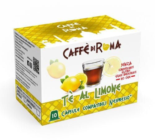 300 Capsule CAFFE DI ROMA compatibili con Nespresso TE' AL LIMONE Bevanda solubile - Senza Glutine - 30 Astucci da 10 capsule Compatibili con macchina caffè sistema Nespresso -
