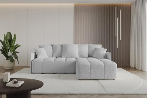 ALTDECOR Ecksofa mit Schlaffunktion und Bettkasten Corner Sofa Bett Eckcouch Couch L-Form Schlafcouch Ausziehbar Wohnlandschaft Schlafsofa Cauchsofa LONLI-L 251x189x68 Hellgrau