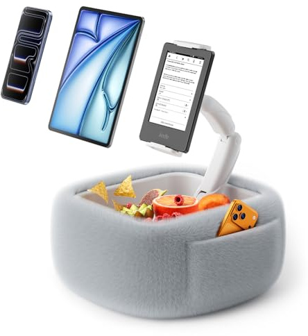 LULULOOK Tablet Pillow Stand for Bed, kindle Pillow Stand for Reading, Adjustable Arm phone & ipad holder for bed for 4.7-14.8 Kindle Holder/Tablet/ipad/Phone, Light Gray