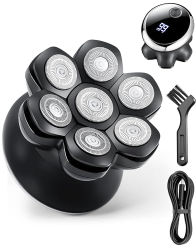 Lizoak Glatzen Rasierer Herren, 7D Schwimmkopf, IPX6 Wasserdicht Glatzenrasierer Herren mit LED Display, USB-C Ladekabel, Elektrischer Kopfrasierer für Reise & Haushalt