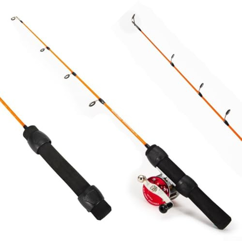 Yuanpgky 50 cm Fiberglas-Eis-Angelrute, Winterrute mit schwarzem EVA-Griff, empfindliche Spitze, extra stark für kaltes Wetter