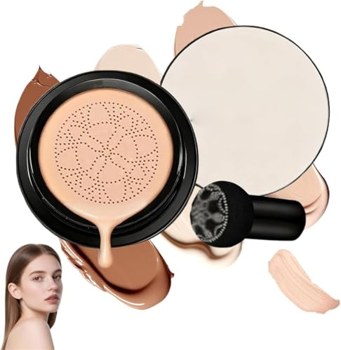 Luvie Glow Foundation Cushion Concealer,Mushroom Head Air Cushion CC Cream,BB Cream Face Makeup Foundation,Moisturizing Concealer Brighten Long-Lasting,Natural BB Cream for All Skin Types (Warm)