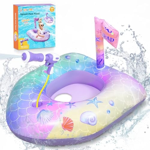 Meerjungfrau Pool Schwimmring Baby, Aufblasbares Schwimmreifen mit Wasserpistole für Kinder, Pool Spielzeug für den Sommer,Wasserschlacht Spiel für Kleinkind Mädchen 3-8 Jahre,Strand Party,Sommerspaß