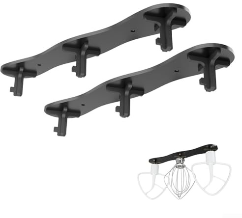 QuivyLivy Metallständer Mixer Aufsatz Halter mit Haken für Schlägel, Knethaken, Schneebesen und mehr, Aluminiumlegierung und ABS, selbstklebend oder Schraubmontage