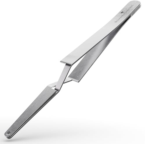 SCHWERTKRONE® Piercing Zange für Kugeln ab 2mm [SELBSTHALTEND AUS EDELSTAHL] - Piercingzange zum Kugeln Aufdrehen - Präzisionspinzette Wechselhilfe - Schmuckgreifer - Kleinteilhalter (Länge 10,5 cm)