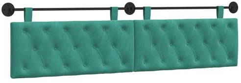 vidaXL Hängendes Kopfteil Türkis Samt, Schlafzimmer, modernes Wand-Kopfteil, rechteckig mit Samtbezug, gesteppt, Holzwerkstoff, platzsparende Dekoration