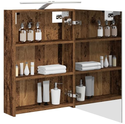 vidaXL Badezimmerspiegelschrank Altholz 50 x 14,5 x 70 cm