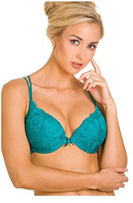 Camille Womens Super Boost Push-Up Padded Bra - Underwired Bra with Adjustable Straps, Supportive Hook & Eye Closure & Lace Detailing