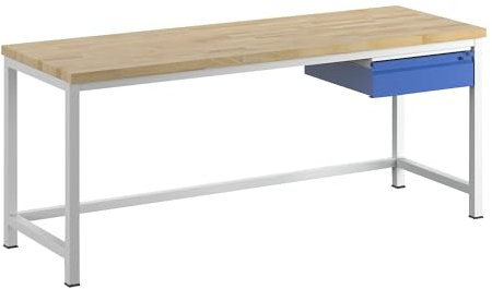 RAU | Werkbank | Gestellbauweise | 1 Schublade Größe L | 1 Querstrebe | Tiefe 700 mm | Breite 2000 mm