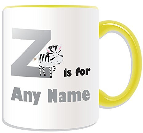 Personalised Gift - Letter Z For Mug (Alphabet Design Theme, COLOUR OPTIONS) - Any Name / Message on Your Unique - A B C D E F G H I J K L M N O P Q R S T U V W X Y Z Initial Cute Symbol Phonetic Zulu Zebra