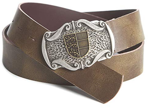 Enzianblau Echtleder Gürtel; Trachtengürtel; Österreich Emblem Kärnten; braun; weiches Leder (90)