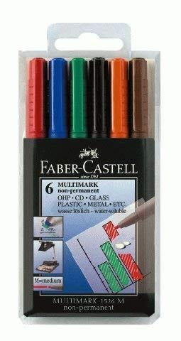 Faber-Castell Mal-Set Non-Permanent Multimark Medium, 6 Stück