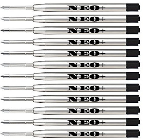 Quality Ballpoint Pen Refills, Medium Point. Compatible with Parker Ball Pen Too. G2 Style Refill (12 x Black Ink)